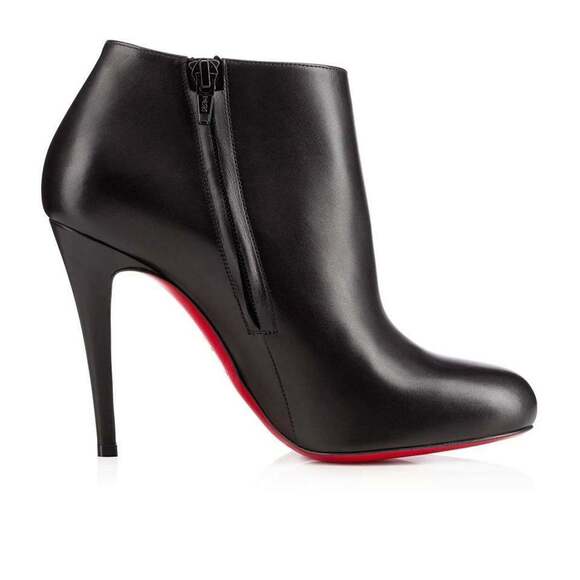 Christian Louboutin Belle 100 Black Calf Leather Ankle Zipper Heel Bootie 35 - Picture 8 of 12